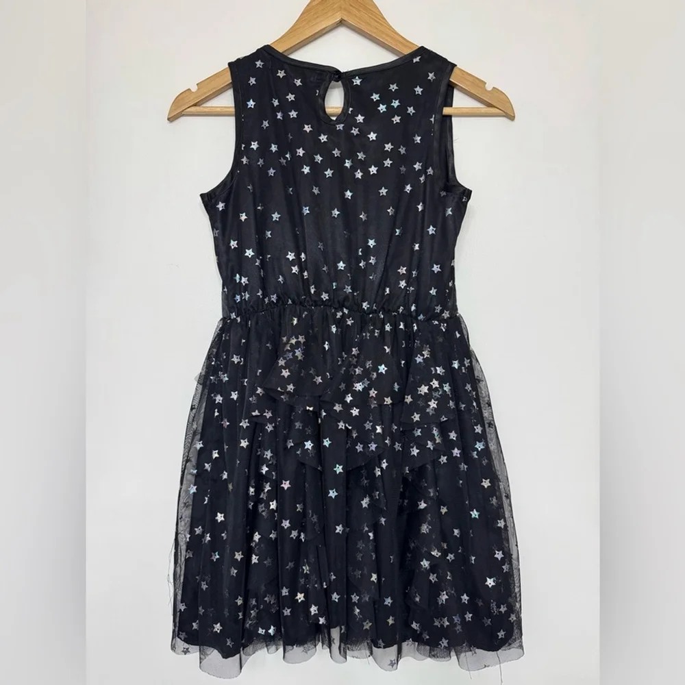 Kandy Kiss Black Star Print Ruffle Tulle Dress Girls Size L (10/12)